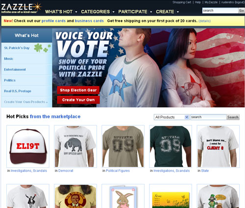 Old Zazzle.com Home Page