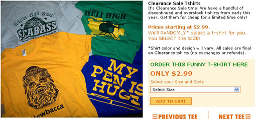 Deez Teez $2.99 t-shirt sale.