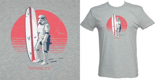 Grey Men's Star Wars Surfing Storm Trooper T-Shirt