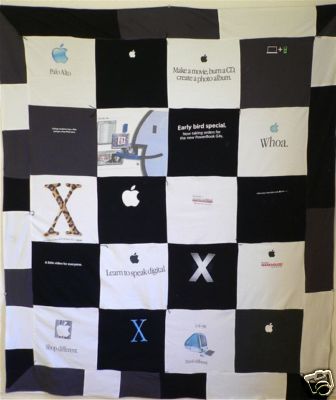 Twenty Apple T-Shirts were butchered to make this quilt.