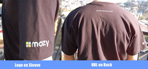 Mozy branding on the sleeve and the back