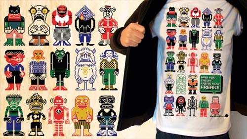 Pixel Monsters and Freaks T-Shirt by Basillo at Teextile