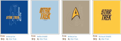 Star Trek t-shirts at Yerzies
