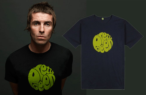 Liam Gallagher models his own t-shirt
