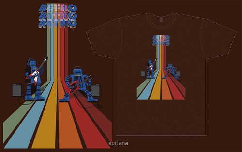 Retro Robot Rock T-Shirt at Red Bubble