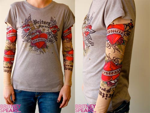 Britney Spears tattoo sleeves tour shirt
