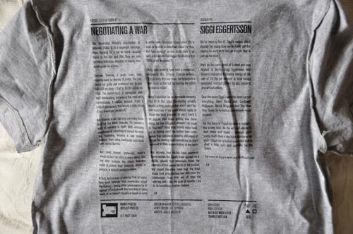 Article printed on the inside of the Negotiating a War T-Shirt at T-Post