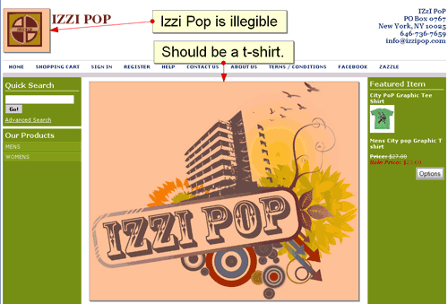 The Izzi Pop store needs a redesign