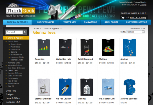 Glennz Tees on ThinkGeek