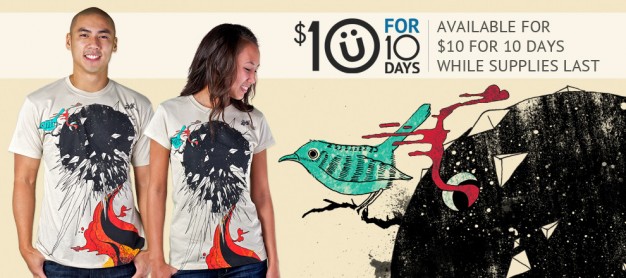 A t-shirt on sale for $10 for 10 days