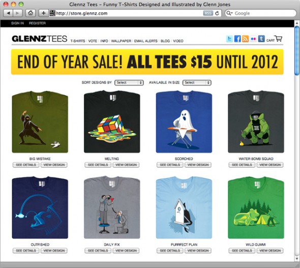 Glennz Tees End of Year Sale 2001 - $15 T-Shirts