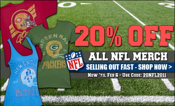 20 percent off NFL Merch at Wear Your Bear