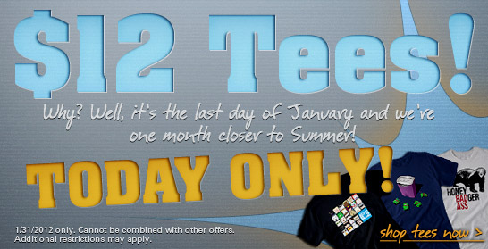 $12 T-Shirts at Tshirt Laundry today only
