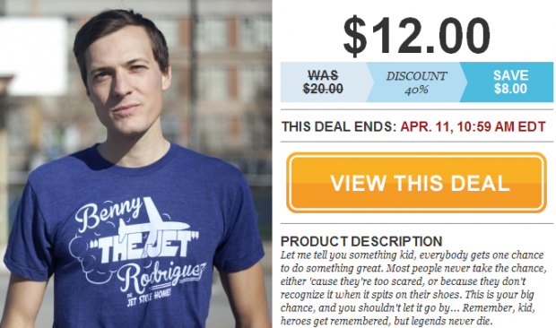 40 Off Benny the Jet Deal of the Day at Busted Tees