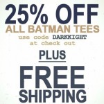 25 percent off Batman Tee at Junk Food Clothing