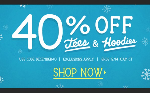 40 percent off at Threadless