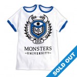 Monsters University White T-Shirt 2 Collars